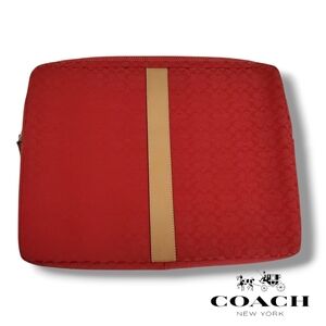 Coach Red Signature Mini C Canvas Tablet/iPad Sleeve – Excellent Condition! 14"